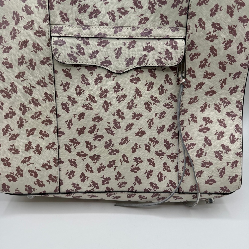 Rebecca Minkoff Tote Bag Women Large Cream Floral Saffiano Leather M.A.B. Work - Picture 2 of 14